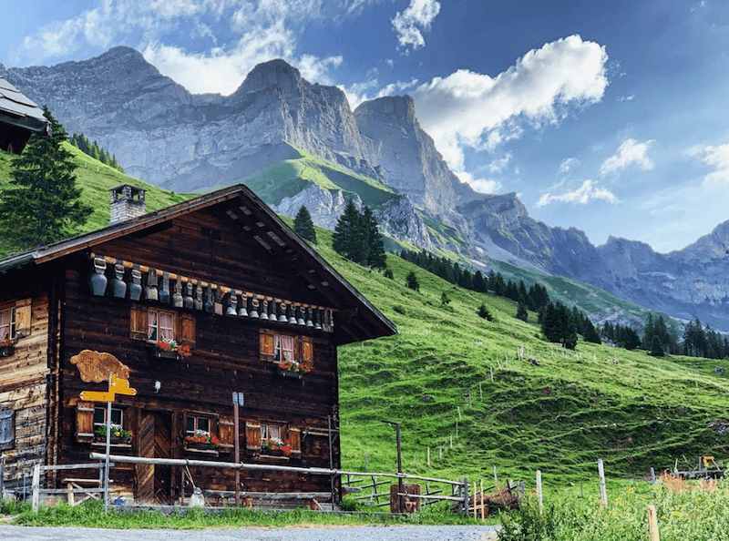 The road up to Rugghubelhutte is scenic from Engelberg.