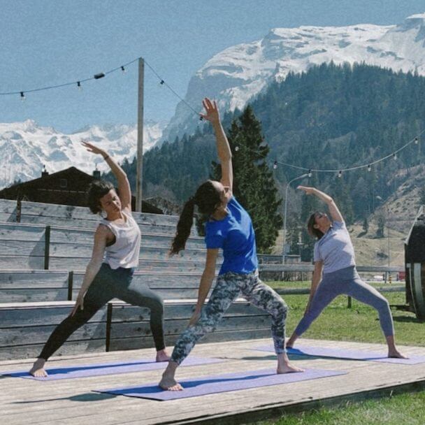 yoga at ski lodge engelberg.