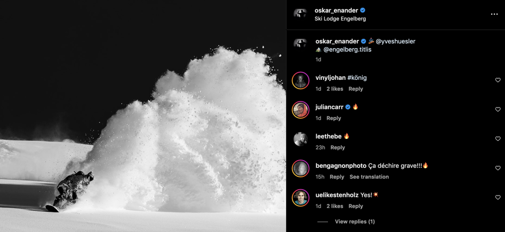 Oskar Enander behind the camera in engelberg.