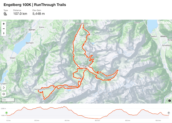 Runthrough Engelberg trail map 100km