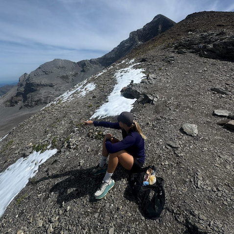 At the pass, Bella enjoying a snack break, Engelberg