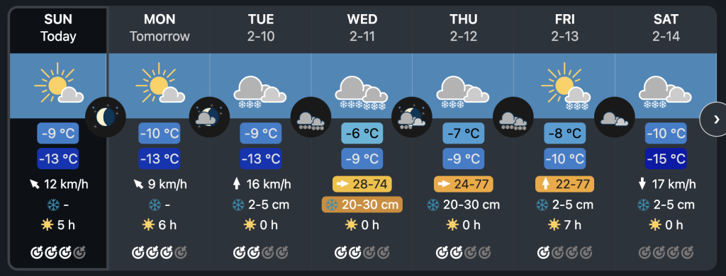Wether report, snow is coming