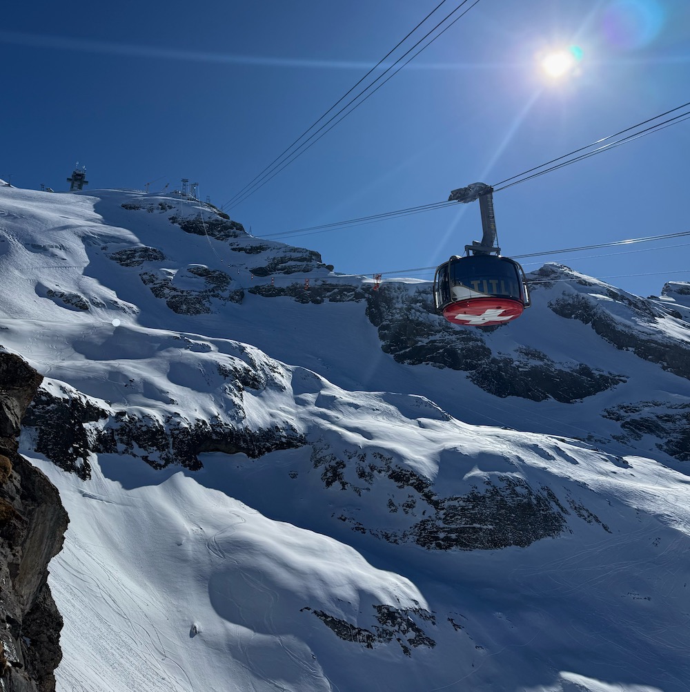 Titlis top, Rotair lift in sunshine!
